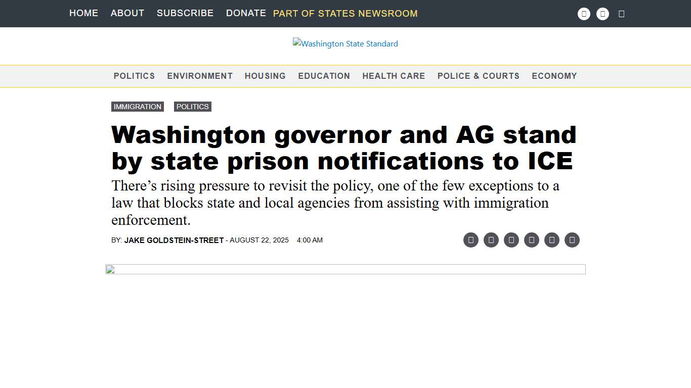 Washington governor and AG stand by state prison notifications to ICE • Washington State Standard